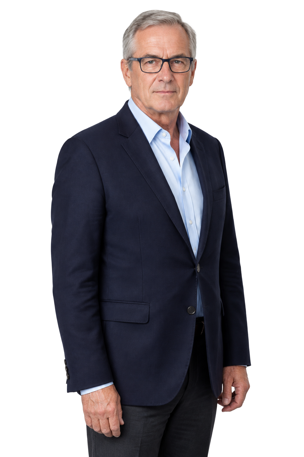 Generated illustrative portrait of an older man with glasses; not an actual photograph of Dan Kinate